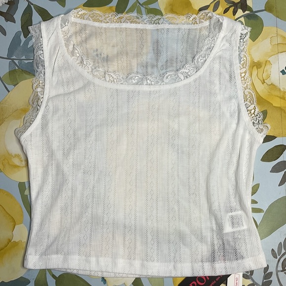 White Laced Tank Top | Size Medium - Picture 3 of 6